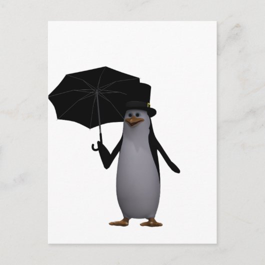 pinguïn en paraplu briefkaart (Voorkant)
