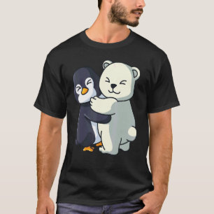 Pinguïn en Polar Beer Leuk Dier knuffelen Vrouwen T-shirt