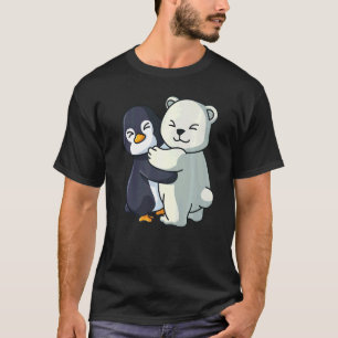 Pinguïn en Polar Beer Leuk Dier knuffelen Vrouwen T-shirt
