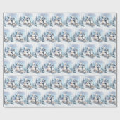 Pinguïn en Polar Beer op een slee Cadeaupapier (Vlak)