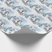 Pinguïn en Polar Beer op een slee Cadeaupapier (Hoek)