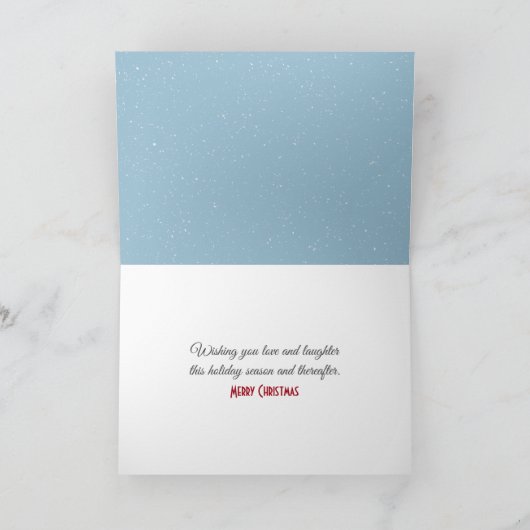 Pinguïn en Polar Beer op een slee Feestdagen Kaart (Binnen)