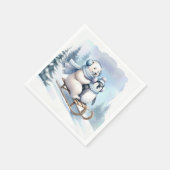 Pinguïn en Polar Beer op een slee Servet (Hoek)