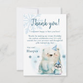 Pinguïn en Polar Beer Winterverjaardag Bedankkaart (Voorkant)