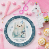 Pinguïn en Polar Beer Winterverjaardag Papieren Bordje (Feest)