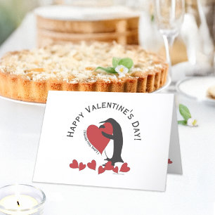 Pinguïn en Rode Hart Gelukkige Valentijnsdag Feestdagen Kaart