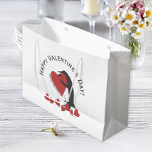 Pinguïn en Rode Hart Gelukkige Valentijnsdag
