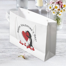 Pinguïn en Rode Hart Gelukkige Valentijnsdag Groot Cadeauzakje
