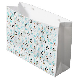 Pinguïn en Sneeuwman Winter Patroon Groot Cadeauzakje