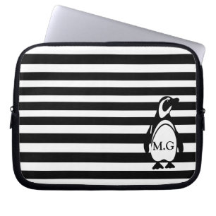Pinguïn en Strepen Laptop Sleeve