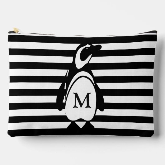 Pinguïn en Strepen Monogram Etui (Voorkant)