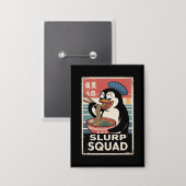 Pinguïn Eten Ramen Funny Slurp Squad Button (Voorkant / Achterkant)