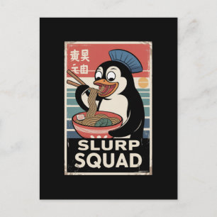 Pinguïn Eten Ramen Funny Slurp Squad Feestdagenkaart