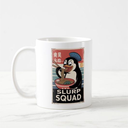 Pinguïn Eten Ramen Funny Slurp Squad Koffiemok (Links)