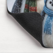 Pinguïn familie in sneeuwvlokken muismat (Hoek)