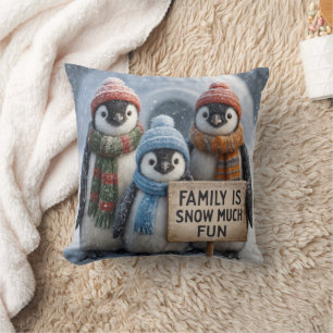 Pinguïn familie met een leuk teken kussen