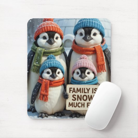 Pinguïn familie met een leuk teken muismat (Met muis)