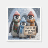 Pinguïn familie met een leuk teken servet (Voorkant)