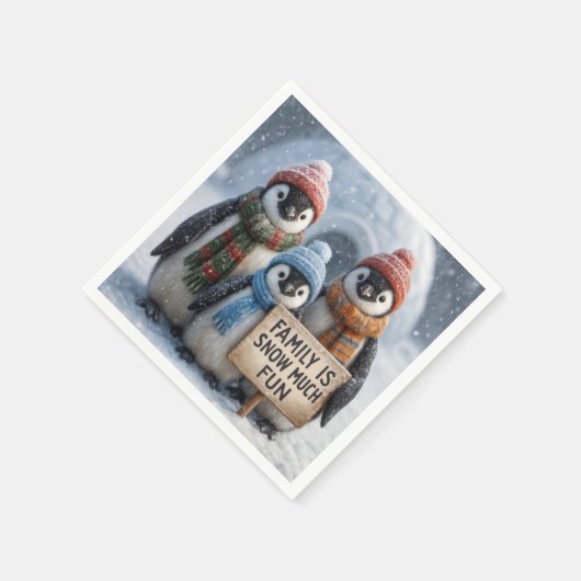 Pinguïn familie met een leuk teken servet (Hoek)