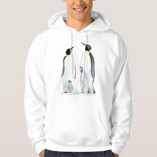 Pinguïn Familie Twee Kinderen Pinguïn Hoodie (Voorkant)