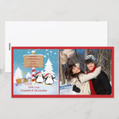 Pinguïn familie van 2 Vakantie Kerstkaart (Voorkant / Achterkant)