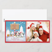 Pinguïn familie van 4 Vakantie Kerstkaart (Voorkant / Achterkant)