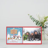 Pinguïn familie van 5 Vakantie Kerstkaart (Staand voorkant)