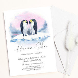 Pinguïn Familie Winter Kerstmis Geslacht onthullen Kaart