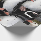 Pinguïn familiekleurig verpakkingspapier cadeaupapier (Hoek)