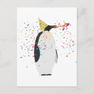 Pinguïn Feest - Dieren die een Feestje Hebben Briefkaart