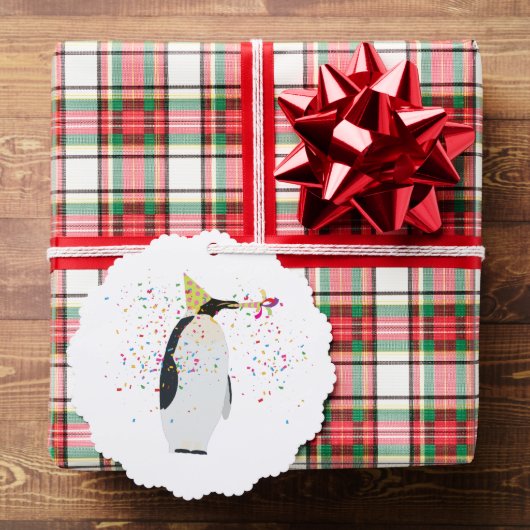 Pinguïn Feesten - Dieren Met Een Feestgeschenk Ornament Kaart (Insitu (Geschenk))