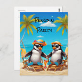 Pinguïn Feestje Briefkaart (Voorkant / Achterkant)
