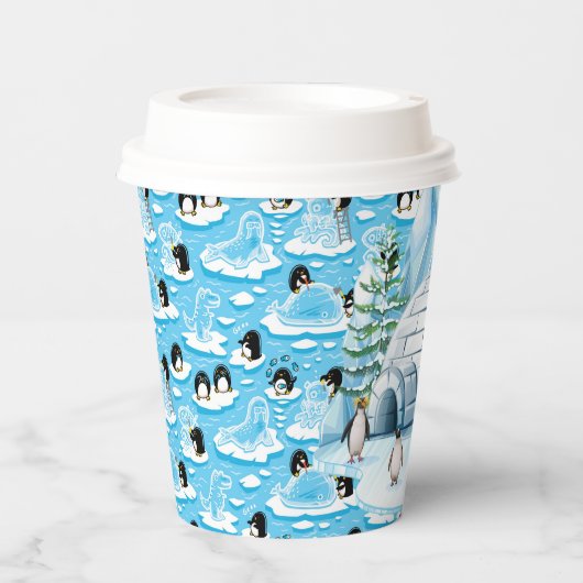 Pinguïn Feestje Papieren Bekers (Voorkant)