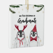 Pinguin First Kerstmis Foto van grootouders terug Keramisch Ornament (Rechts)