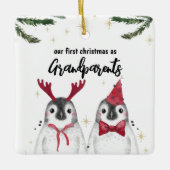 Pinguin First Kerstmis Foto van grootouders terug Keramisch Ornament (Voorkant)
