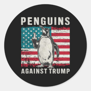Pinguïn Flippers Middelvinger Pinguïns tegen TR Ronde Sticker