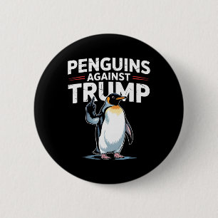 Pinguïn Flippers Omhoog Tegenstribbelen Grappige P Ronde Button 5,7 Cm