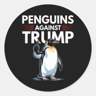 Pinguïn Flippers Omhoog Verzetten Grappige Pinguïn Ronde Sticker