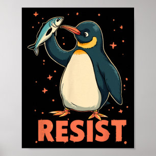 Pinguïn Flippers Up Weerstaan Grappige Pinguïns Te Poster