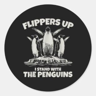 Pinguïn Flippers Up Weerstaan Grappige Pinguïns Te Ronde Sticker