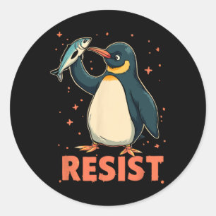 Pinguïn Flippers Up Weerstaan Grappige Pinguïns Te Ronde Sticker