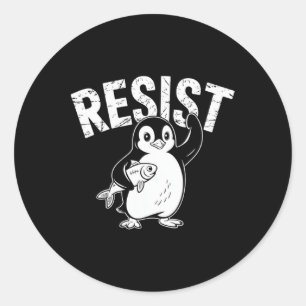Pinguïn Flippers Up Weerstaan Grappige Pinguïns Te Ronde Sticker