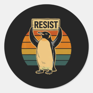 Pinguïn Flippers Up Weerstaan Grappige Pinguïns Te Ronde Sticker