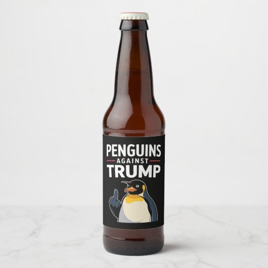 Pinguïn Flippers Up Weerstaan Pinguïns Tegen Trump Bier Etiket (Voorkant)