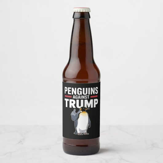 Pinguïn Flippers Up Weerstaan Pinguïns Tegen Trump Bier Etiket (Voorkant)