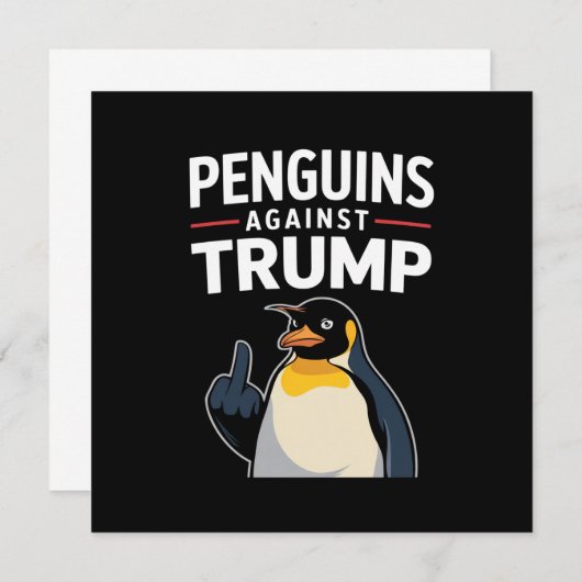 Pinguïn Flippers Up Weerstaan Pinguïns Tegen Trump Kaart (Voorkant / Achterkant)