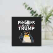 Pinguïn Flippers Up Weerstaan Pinguïns Tegen Trump Kaart (Staand voorkant)