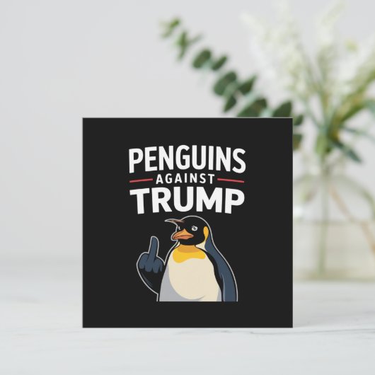 Pinguïn Flippers Up Weerstaan Pinguïns Tegen Trump Kaart (Staand voorkant)