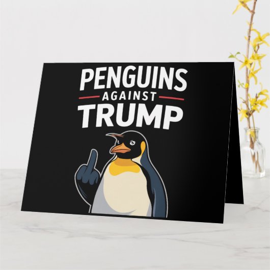 Pinguïn Flippers Up Weerstaan Pinguïns Tegen Trump Kaart (Gele Bloem)
