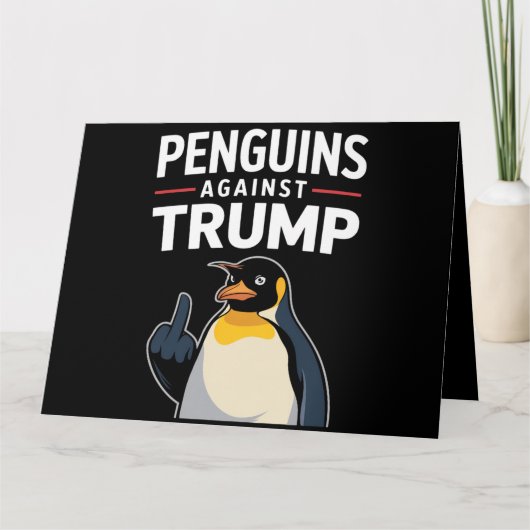 Pinguïn Flippers Up Weerstaan Pinguïns Tegen Trump Kaart (Voorkant)